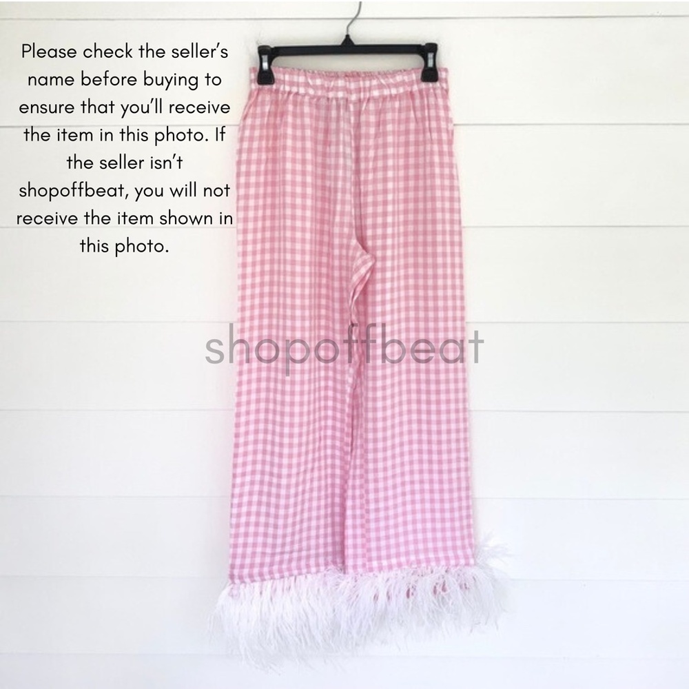 NEW Sleeper Party Pajama Set with Feathers Pink Vichy Medium - Picture 15 of 17